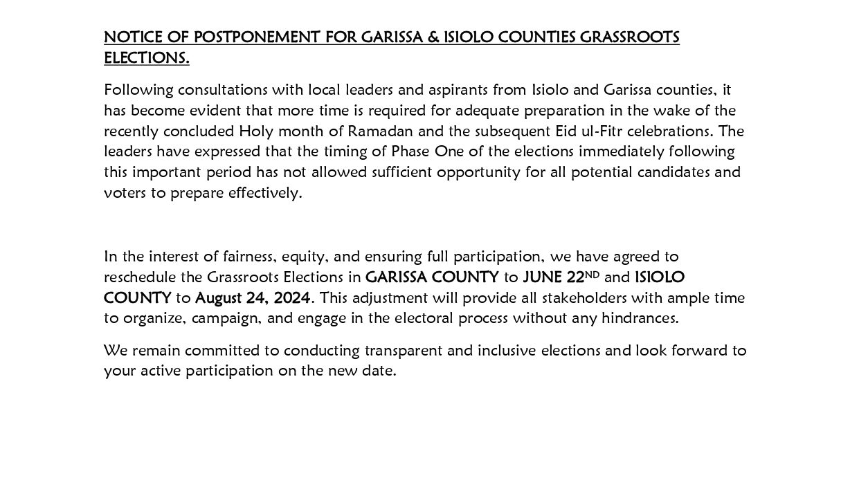 UDA PARTY GRASSROOTS ELECTION 2024.