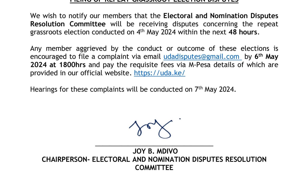 UDA PARTY GRASSROOTS ELECTIONS.