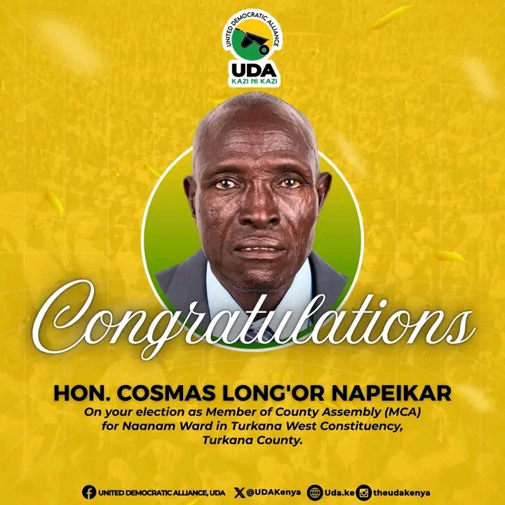 Congratulations to Hon. Cosmas Long’or Napeikar on your well-earned election as MCA for Naanam Ward