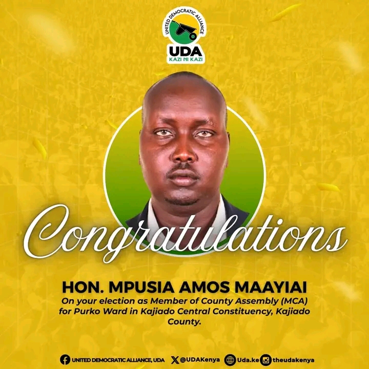 Congratulations to Hon. Mpusia Amos Maayiai on your election as MCA for Purko Ward, Kajiado Central,Kajiado County