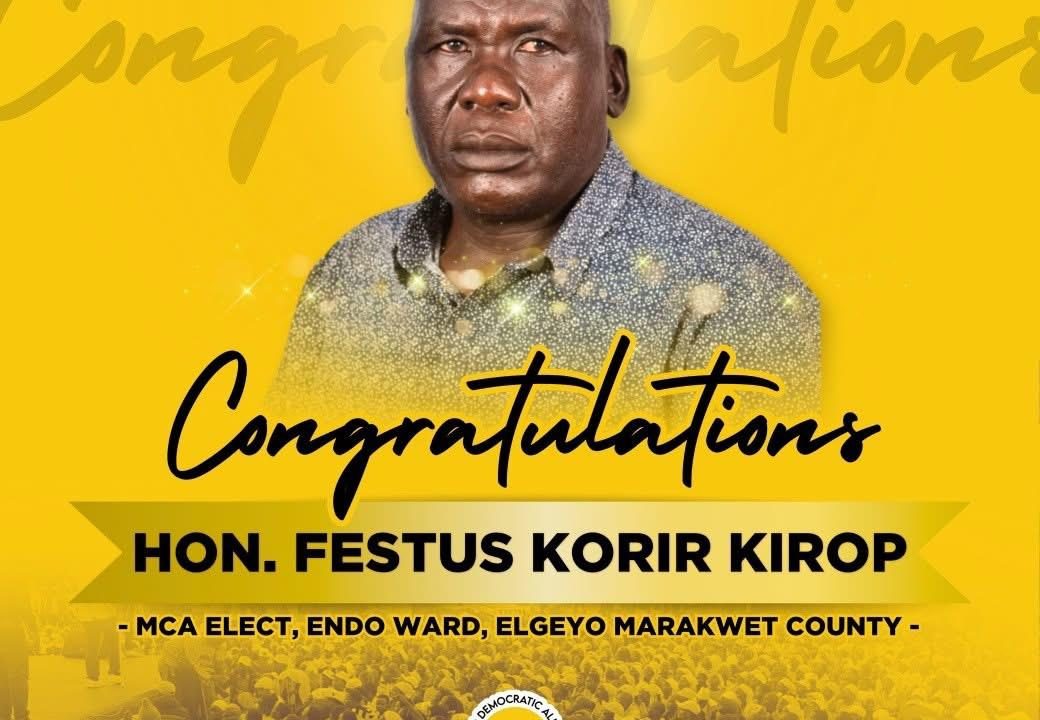 Congratulations Festus Korir Kirop on your election as MCA-elect for Endo Ward, Elgeyo Marakwet County